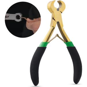 Innovative Keratin Bond Cutter Used to cut the bonds of Keratin Hair Extensions - Must Have Multipurpose Hair Extension Tools in Soft Rexene Pouch (Gold)