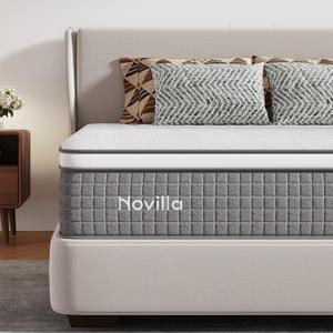 Novilla Twin Mattress 10 Inch,Twin Size Hybrid Mattress with Individually Wrapped Coils, Cool-Touch Nylon Cover & Cooling Gel Memory Foam for Spinal Alignment Mattresses in a Box CertiPUR-US Certified
