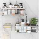 ODesign Shower Caddy 3 Pack-Shower Bathroom Shelves Rack,Rustproof Wall Mounted SUS304 Stainless Steel-No Drilling,Adhesive Shower Shelf Basket Organizer-Silver