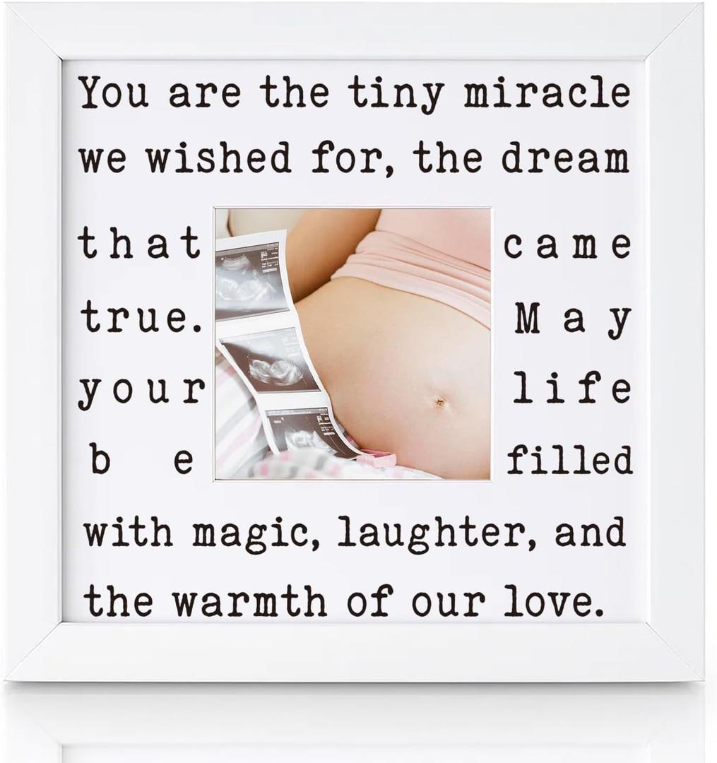 THYGIFTREE Baby Shower Gifts for New Mom, Expecting Parents | Sentimental Tiny Miracle Keepsake Picture Frame | Rainbow Baby Gift, Push Present for Wife, First Time Mom Gifts, Gift from Grandparents