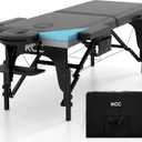 KCC Memory Foam Massage Table Premium Portable Foldable Massage Bed Height Adjustable, 84 Inches Long 28 Inchs Wide Home Salon Spa Bed Tattoo Table with Accessories &Carrying Case, Easy Set Up, Black Wooden Leg