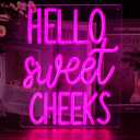 Hello Sweet Cheeks Neon Sign Funny Hello Sweet Cheeks Bathroom Decor Dimmable Neon Signs for Wall Decor Pink LED Bathroom Signs USB Neon Light Up Sign Wall Art Cute Bathroom Shelf Decor for Women