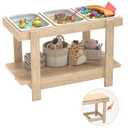 Sensory Table, Sensory Table for Toddlers 1-3,Kids Activity Desk with 3 Foldable Storage Bins,Play Sand and Water Desks for Indoor Use,Wooden Kids Play Sand Desk for Drawing,Studying,Dining