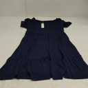 Newshows Women 2025 Summer Dress Square Neck Formal Short Sleeve Business Casual Outfits Ruffle Spring Pockets Sundress (Large, Navy Blue)