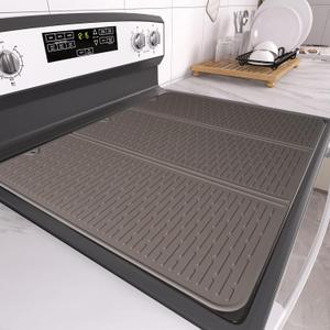 Stove Top Cover for Electric Stove - Foldable Glass Top Stove Cover Protector, Ceramic Flat Top Stove Cover, Induction Cooktop Protector, Oven Cover, 28" x 20" Dish Drying Mat (Coffee)