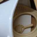 IRIS USA Cat Litter Box Large Top Entry with Lid Enclosed Covered Hooded Design Litter Catching Scatter Shield Pan Dog Proof Pet Proof Scoop Included Odor Control for Indoor Cats Kittens White/Beige