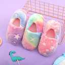Kids Fuzzy Slippers Luminous Glow in the Dark for Boys Girls House Shoes Indoor (12-13 Little Kid, Green)