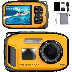 Underwater Floating Digital Camera – 48MP HD Bare-Body Waterproof Camera, No Case Needed for Underwater Fun & Childhood Memories (Yellow)