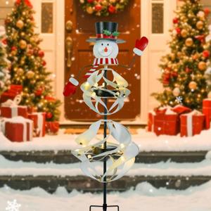 MUMTOP Solar Christmas Outdoor Decoration, Solar Powered Snowman Wind Spinner with LED Lights for Holiday, Party, Xmas, Yard, Garden