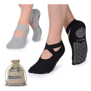 Ozaiic Pilates Socks for Women Non Slip Grip, Yoga Socks with Grippers for Barre, Hospital, Ballet, Dance, Barefoot Workout