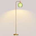 Mid Century Modern Floor Lamp, 67" Tall Standing Lamp with Transparent Green Glass Shade, Vintage Gold Floor Lamp for Living Room Bedroom, Stable 6.2lbs Weighted Base, ST64 LED Bulb Included