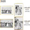 Upsimples 20x30 Poster Frame, Display Pictures 16x24 with Mat or 20x30 Without Mat, Wall Hanging Picture Frame, Gold, 1 Pack