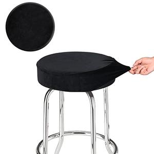 SINOSSO Bar Stool Cover, Super Soft Velvet Dia.11-13" Round Stretchy Washable Dustproof Slipcover for Upholstered Furniture (S, Black,1 Count)