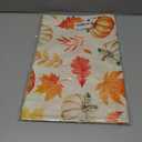 ACZHHZC Pumpkin Fall Table Runner, Maple Leaf Autumn Thanksgiving Kitchen Dining Table Decorations for Home Party Decor (White Orange 3, 13x72 Inches)