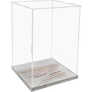 8x12'' Transparent Acrylic Display Box, Doll Doll Display Box,Collectible Display Box with Wooden Base, Suitable for Collecting and displaying Doll Dolls, Commemorative Trophies, Model Toys (White)