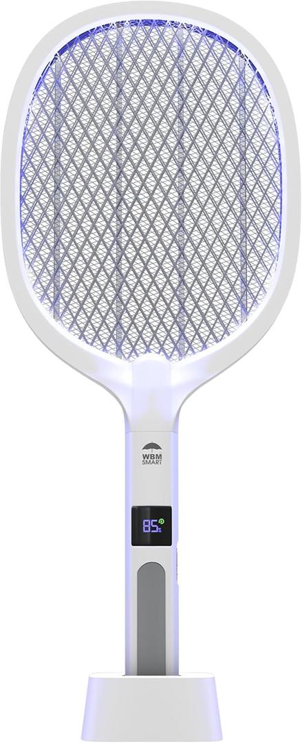 WBM SMART 2 in 1 Electric Bug Zapper, Mosquitoes Trap Lamp & Racket, USB Rechargeable Electric Fly Swatter for Home and Outdoor Powerful Grid 3-Layer Safety Mesh Safe to Touch