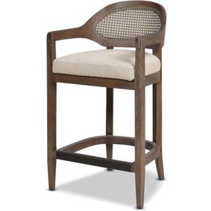Jennifer Taylor Home Americana 26" Cane Back Counter-Height Bar Stool, Taupe Beige Textured Weave