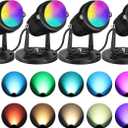 SUNVIE 6W RGBW Up Lights Indoor LED Spot Lights Indoor for Accent Lighting Color Changing Uplighting with Remote Control 120V 4.92FT Cord Spotlight Plug in with Stake for Plant Party Decor, 4 Pack