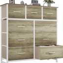 OLIXIS 9 Drawer Storage Dresser with Wood Top - Wide Fabric Chest Organizer for Bedroom, Closet, Living Room,Tower Cabinet, TV Stand, Hallway Entryway Furniture,Oak Greige