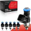 Fuel Injectors Set of 6, 0280158191 Compatible with Ford Edge F150 Explorer Flex Mustang Taurus Transit-150/250/350, Lincoln Continental MKS MKT MKX MKZ-v6 3.5L 3.7L DOHC/PFI NA, 4 Holes