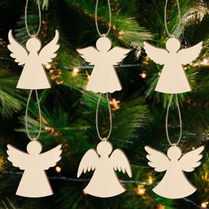 36pcs/Set Wooden Angel Christmas Tree Ornaments, 3.15 Inch, White