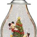 Disney Christmas Snow Globe Lantern with Mickey & Minnie LED Lighted Water Spinning Glitter Lantern Battery Operated Holiday Decoration (14 Tall) by Moments in Time