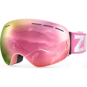 ZIONOR X Ski Goggles - OTG Snowboard Goggles Detachable Lens for Men Women Adult (A6-vlt 7% Pinkframe Pinklens)