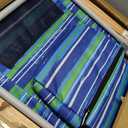 Tall Beach Chairs for Adults, 17" High Backpack Beach Chair with Wooden Armrests, 5 Positions Reclining Heavy Duty Chair with Large Cooler Pouch, Support to 350LBS Striped Blue&Green,1pack, 24 Inches X 30 Inches X 40 Inches