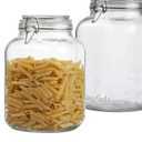 2 Pack 1 Gallon Clear Glass Jars with Airtight Screw Lid Wide Mouth Mason Jars Empty Food Containers with Airtight Screw Lid for Sauerkraut and Cookies (Glass Lid)