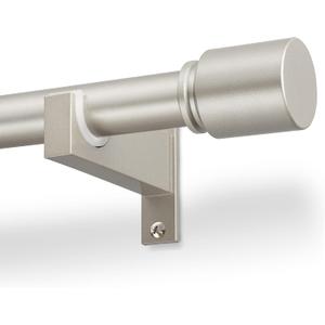 Nickel Aluminium Curtain Rods for Windows,1 Inch Adjustable Curtain Rod 32 to 45 Inch,Heavy Duty Drapery Rods with Thicken Bracket,Modern Single Rod with Aluminium Finials