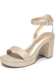 Women's Chunky Low Heels Open Toe Block Heeled Dress Ankle Strap Pump Wedding Sandals (8, Gold Glitter)