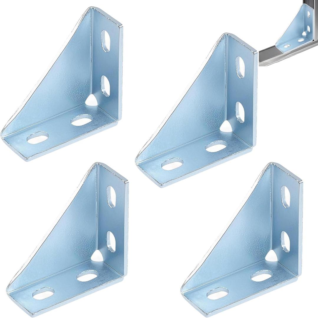90 Degree Gusseted Fitting for 1-5/8" Strut Channel,4 Hole Heavy Duty Steel Right Angle Connector Brackets for 1 /2" Bolt, 5 mm Thick Unistrut Hardware(4 Pack)