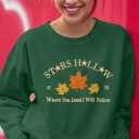 MYHALF Crewneck Sweatshirt for Women Fall Leaf Graphic Sweatshirts Vacation Long Sleeve Drop Shoulder Pullover (Large, Green)