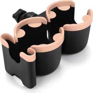 Accmor Stroller Cup Holder with Phone Holder, Bike Cup Holder, Universal Cup Holder for Uppababy Nuna Doona Strollers, 2-in-1 Cup Phone Holder for Stroller, Bike, Wheelchair, Walker, Scooter (Double Holder-Pink)