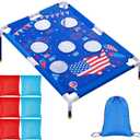 4th of July Bean Bag Toss Games with 6 Bean Bags American Flag Portable PVC Framed Corn Hole Game Set for Independence Day Patriotic Party Outdoor Game Party