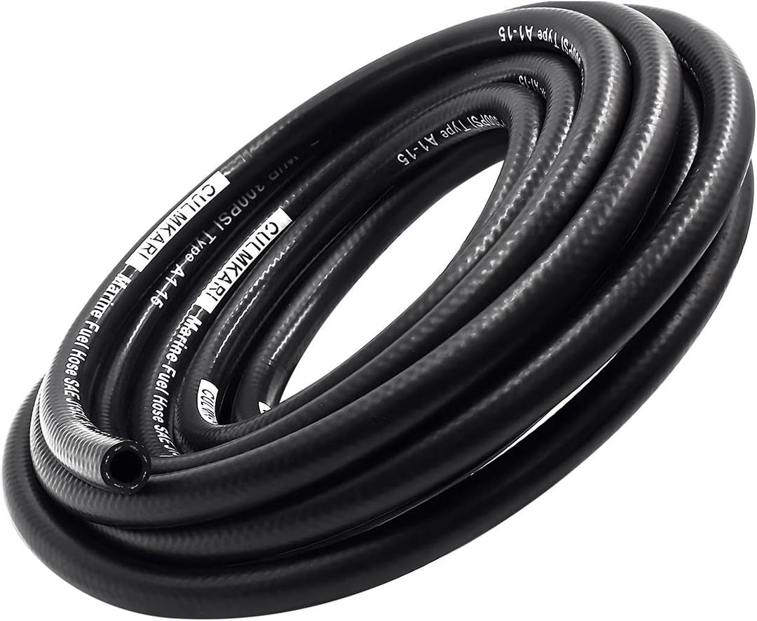 3/8'' Marine Fuel Hose Feed Line Rubber Type A1-15 / SAE J1527 Standards Fits Ships and Marine Equipment (5 Ft)