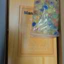 4 Players Mancala Board Game, Solid Wood Folding Mancala Board with Multi-Color Glass Stones, Mancala Family Travel Strategy Games Set with Game Instruction