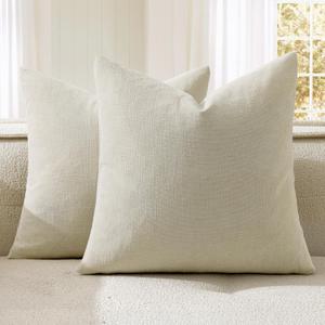MIULEE Cream Red Couch Pillow Covers 20x20 Inch, Set of 2 Soft Chenille Decorative Square Throw Pillow Covers Farmhouse for Sofa Living Room Bed (20" x 20" (Pack of 2))