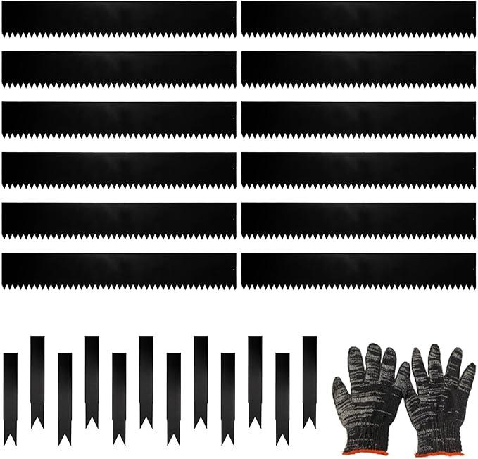12 Pack Galvanized Steel Landscape Lawn Edging, 40" X 6" Metal Landscape Edging Border with 12 Clips, Metal Garden Edging Border, Metal Edging for Landscaping, Garden, Yard, Pathway(40Ft Total)