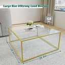 Glass Coffee Table Modern Center Table,Minimalist Coffee Table Sofa Side Tea Table for Living Room,Tempered Glass-top with Sturdy Metal Frame, Easy Assembly,26.4 x 26.4 x 15.7 Inches, Gold