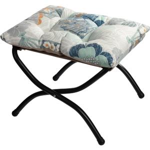 HollyHOME 15"(H) Folding Footrest Stool, Upholstered Small Foldable Ottoman, Accent Padded Sofa Foot Stool for Lazy Chair, Metal Frame Portable Foot Rest Ottoman for Living Room, Bedroom, Fan Print