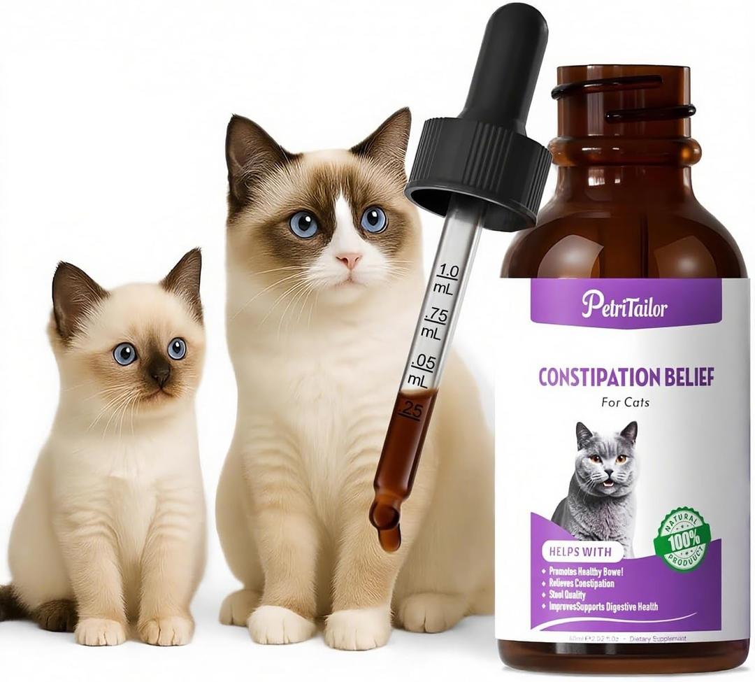 Cat Constipation Relief,Liquid Drops Laxative for Felines,100% Pure Natural Gentle Herbal Supplement,Pets Stool Softener,Promote Digestive Health,Probiotic Gut & Immune Support