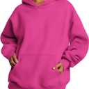 Trendy Queen Womens Oversized Hoodies Fleece Sweatshirts Sweaters Spring Outfits 2025 Pullover Fall Winter Clothes (Small, Hot Pink)