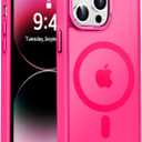 Newfuture Designed for iPhone 14 Pro Max Case with Magnetic [13 FT Military Drop Protection] [Compatible with Magsafe] Slim Translucent Matte Shockproof with Anti-Fingerprint Phone Case, Hot Pink