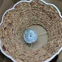 Handwoven Rattan Semi Flush Mount, Farmhouse Ceiling Light with White Metal Ceiling Mount, Natural Wicker Basket Ceiling Lamp for Bedroom, Kitchen, Boho Home Decor (12.2" D x 6.7" H), 18 Inch