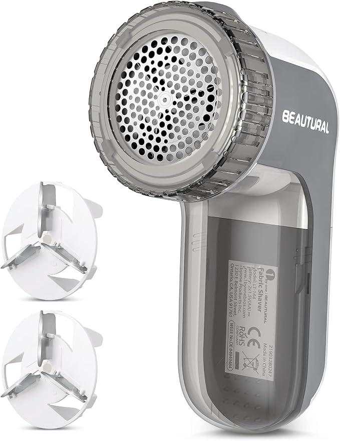 BEAUTURAL Fabric Shaver and Lint Remover, Portable Sweater Defuzzer, Gray, Standard