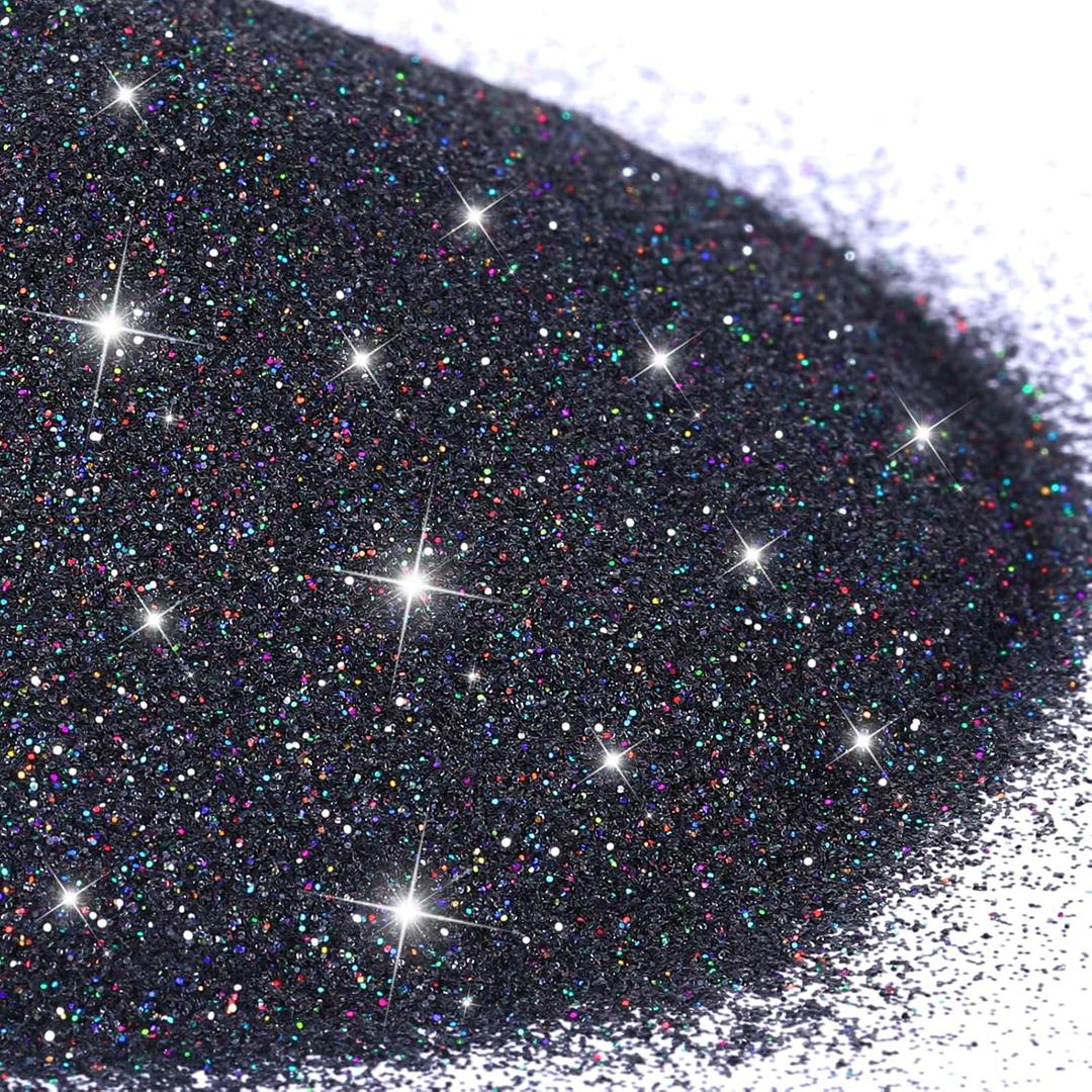 500g Glitter Paint Additive Silver Holographic Glitter Paint Additive Silver Holographic Metallic Sparkling Powder Mix with Acrylic for Interior Exterior Wall Ceiling Wood(Black)