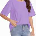 YUCOLEN Women's T Shirts Oversized Full Cotton Summer Tops Short Sleeve Crewneck Casual Loose Fit Basic Tee Shirts (Black, S)