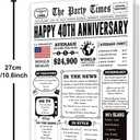 3 x Happy 40th Anniversary Card Gifts for Women Men, Jumbo 40th Wedding Anniversary Card Gift Ideas for Grandfather Grandmother, Retro 40 Year Old Anniversary Card for Husband Wife