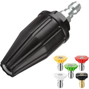YAMATIC Pressure Washer Turbo Nozzle Tips, 360 Rotating Turbo with 5 Spray Nozzles, 3000 PSI 4.0GPM with 1/4" Quick Connector Compatible with Ryobi, Greenworks, Craftsman, Troybilt, Simpson